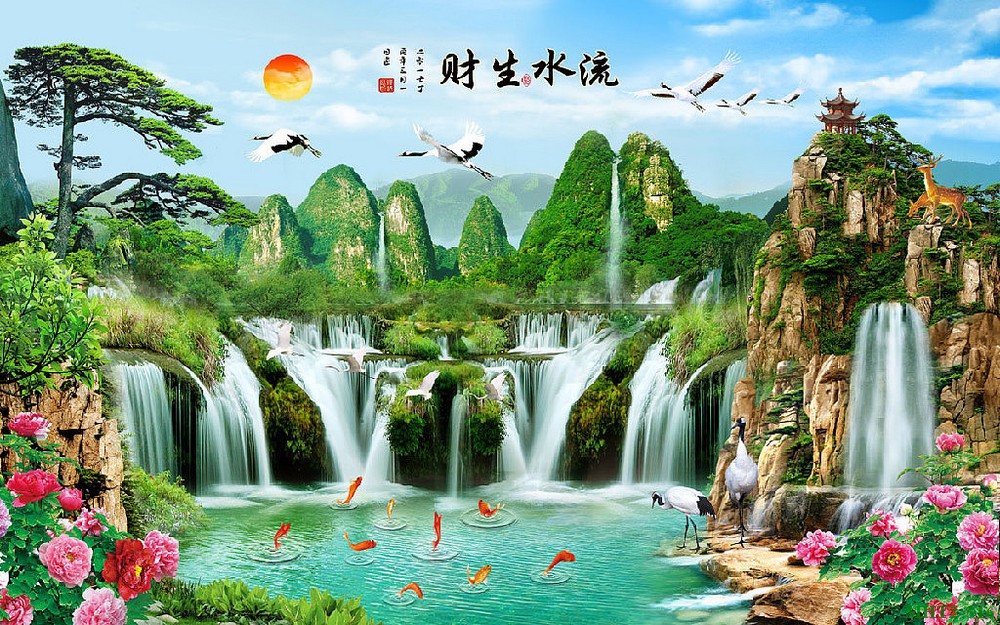 Phong cảnh sơn thủy hồ thác MHT2-316